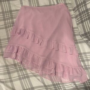Bar III Light Pink Asymmetrical Ruffle Mini Skirt